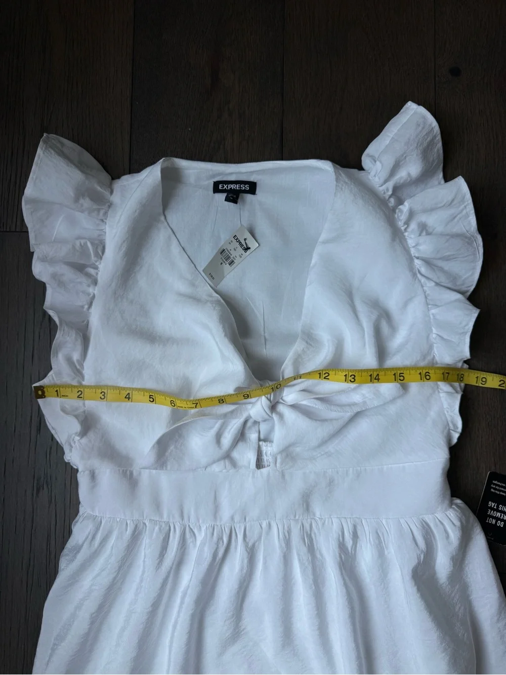 ๐ Express White Poplin Ruffle Tie-Front Maxi Dress - Picture 6 of 8